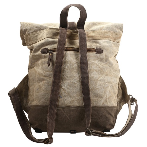 NWT Vintage Canvas Backpack - Tan and Brown Olay - Picture 2 of 9